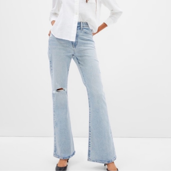 Gap Flare 70’s Light-Wash Distressed Jeans - Picture 1 of 7